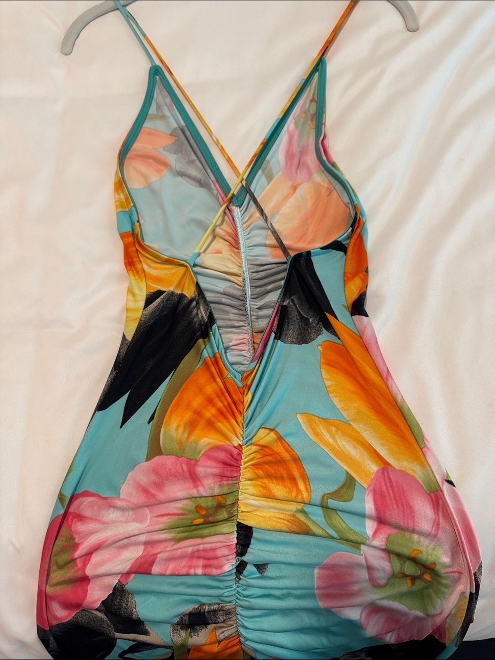 Hot Miami Styles Floral Ruched Fitted Maxi Dress - Picture 2 of 4